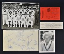 1978 Australia Signed Cricket Sheet and Photograph to include players such as Yallop, Wood, Carlson,