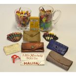 Interesting collection of golf tees - many in leather wallets, and other packets to incl A.G