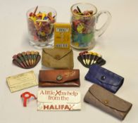 Interesting collection of golf tees - many in leather wallets, and other packets to incl A.G