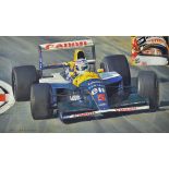Peter J Ashmore Original Watercolour Painting of Nigel Mansell driving for Williams depicting a