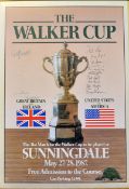 1987 Official Walker Cup Golf Poster signed by both teams - played at Sunningdale and signed by