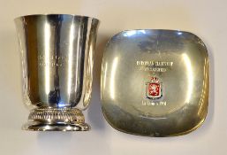 1991 European Golf Club Cup white metal and enamel 3rd prize dish - played at La Quinta won by