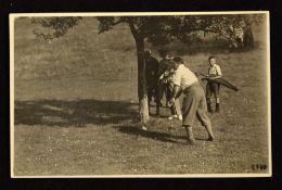 Douglas Bader (WWII famous fighter pilot) golfing postcard - playing golf card issued by Sporting -