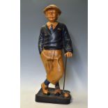 Large shop display figure of period golfer - lightweight composite hollow figure overall 29"h#