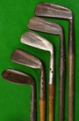 5x Maxwell golf clubs - incl 3x irons and 2x putters all with flange soles