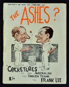 1937 'The Ashes?' Souvenir Cricket Booklet by Frank Lee 'Cricketures of the Australian and English