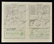 1945 Army Cricket Association England v Australia Signed Score Card extensively signed by 24 to