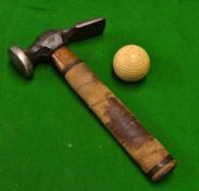 Rare Hand Hammer Guttie Golf ball hammer - with circular face and wide chisel - fitted with