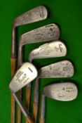 5x left hand irons and putter - no. 2, 3, a jigger, mashie and m/niblick