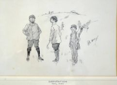 May, (Phil) Philip, William (1864 - 1903)"DISPUTATION" golfing caricature sketch - pen and ink on