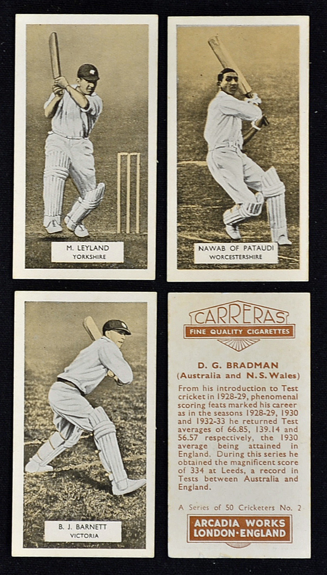 1930s Carreras Cricketers Brown Backed Cigarette Cards a full set of 50 in very good clean