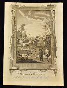 Early Dutch Kolf scene wood engraving titled"Natives of Holland with their Diversions during the