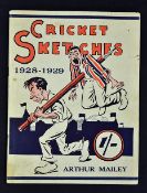 Scarce 1928/29 Cricket Sketches Booklet by Arthur Mailey containing humorous sketches for the 1928/