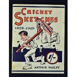 Scarce 1928/29 Cricket Sketches Booklet by Arthur Mailey containing humorous sketches for the 1928/