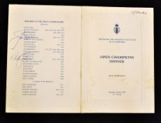 Rare Millennium Royal and Ancient Golf Club's"Open Champions Dinner" signed dinner menu - signed