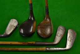 Collection of Auchterlonie St Andrews golf clubs to incl 2x large headed woods, a driver and