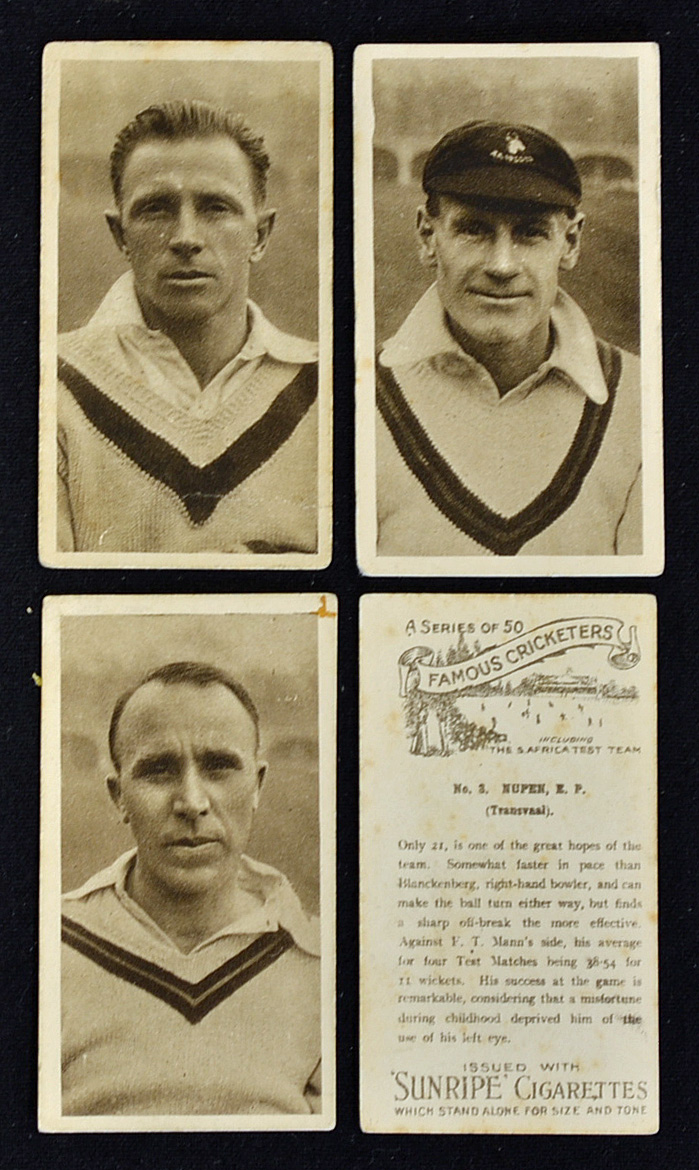 1925 R&J Hill Famous Cricketers Cigarette Cards including South Africa Test Team, part set - overall