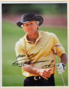 2x Australian Major golf winners signed press photograph's to incl Greg Norman and Adam Scott - both