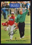 1996 Open Golf Championship signed programme - signed by the winner Tom Lehman to the front cover