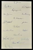 1956 Australia Cricket Team Signed Sheet to include 17 signatures such as Johnson, Miller, Crawford,