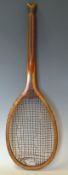 Rare Slazenger 'The Demon' Wooden Tennis Racket with a fishtail handle, model and Demon motif