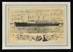 Rare 1920/21 M.C.C Signed 'R.M.S Osterley' Postcard signed to the front by, Rhodes, Woolley,