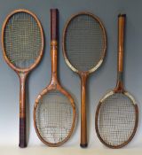 Pair of Heinrich Hammer Wooden Tennis Rackets - tournament models, Original Erbach marked to both