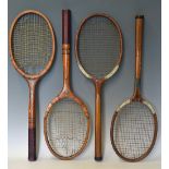 Pair of Heinrich Hammer Wooden Tennis Rackets - tournament models, Original Erbach marked to both