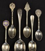 6x various Golf Clubs silver spoons - to include Bishops Stortford Golf Club, Castle Golf Club rat