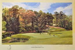 Weaver, Arthur (after) signed 3x AUGUSTA NATIONAL GOLF CLUB - AMEN CORNER signed coloured artist