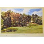 Weaver, Arthur (after) signed 3x AUGUSTA NATIONAL GOLF CLUB - AMEN CORNER signed coloured artist