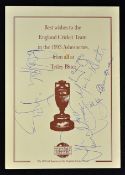 1993 Signed Ashes Dinner Menu with 20+ signatures including Dexter, Hicks, Gatting, Gooch, plus