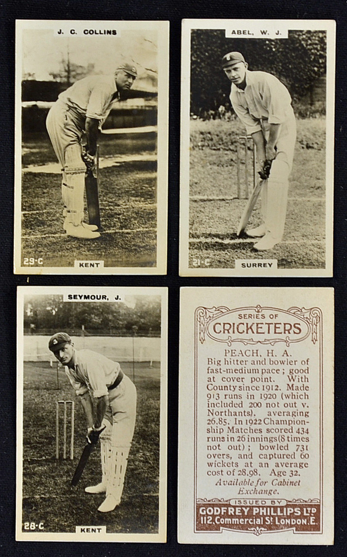 Fine Godfrey Phillips Cricketers Brown Backed Cigarette Cards - includes Cambridge University 219c