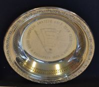 1975 European Amateur Golf Team Championship silver plate bon-bon dish - engraved with details