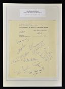 1961 England v Australia 3rd Test Signed Team Sheet with England autographs on Yorkshire County CC