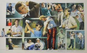 Ashmore, Peter J (1923-) RYDER CUP EUROPEAN TEAM PLAYERS - watercolour signed by the artist -