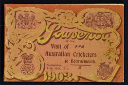 Rare 1902 Souvenir of the Visit of Australian Cricketers To Bournemouth date 11/12/13 September, a