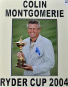 2004 Oakland Hills Ryder Cup Golf signed display featuring Colin Montgomery holding The Ryder Cup