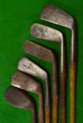 Collection of Gourlay Carnoustie irons and putters - comprising deep face m/niblick, deep face