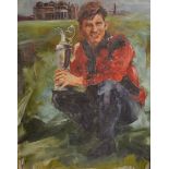 Dutch School - NICK FALDO OPEN GOLF CHAMPION ST ANDREWS 1990 - oil on canvas - image 23.5 x 18.5"-