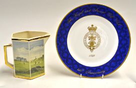 Rare The Royal and Ancient Golf Club St Andrews 250th Anniversary Spode bone china plate - to