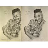 Boxing 2x Lennox Lewis Prints Limited Edition Prints depicting a self portrait with the WBC Title