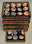 54x Dunlop 65 wrapped golf balls in the original 4x 12 Dunlop golf ball boxes and 1x6 box