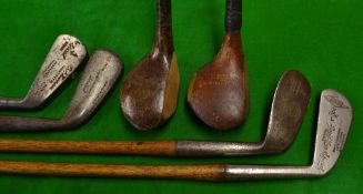 Various Simpson Carnoustie and other makers golf clubs to incl Perfect brassie, pear shaped scare