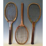 Varied Selection of Wooden Tennis Rackets to include a Baie-De-Sany 'B-D-S Special' Model Racket,