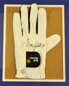 Nick Faldo 6x Major golf winner signed golf glove - mf&g overall 13 x 11"