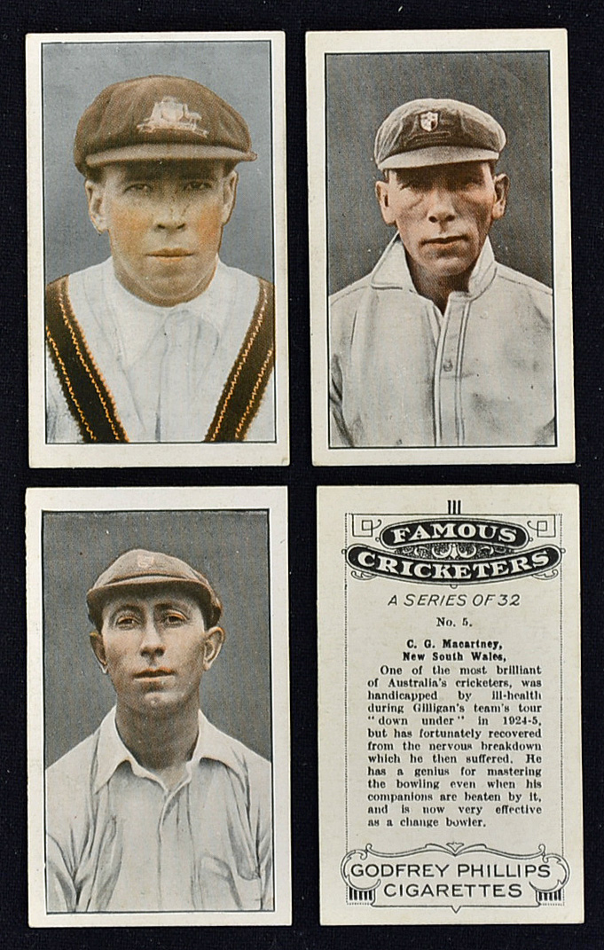 1926 Godfrey Phillips Famous Cricketers Cigarette Cards a part set 23/32 - overall good condition