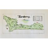 3x Famous Scottish Golf Course hand coloured course plans to incl Turnberry Golf Course,