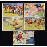 Collection of 5x early North British Rubber Co"Chick Golf Ball" Advertising colour comical postcards