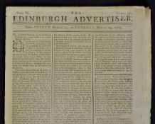 1769 The Edinburgh Advertiser Newspaper - Golf Announcement March, see p.163 col.1 Announcing the